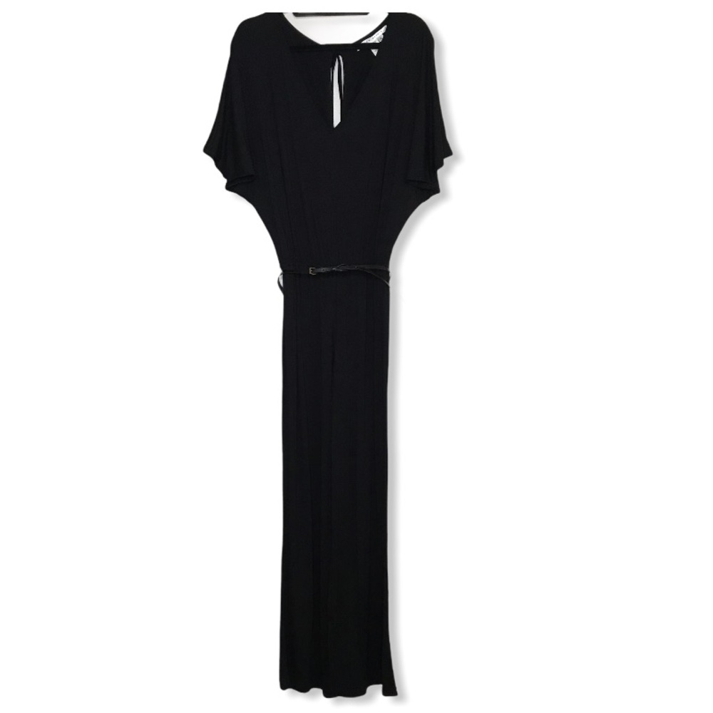 MAX STUDIO Black V-Neck Short Sleeve Jumpsuit Sz S